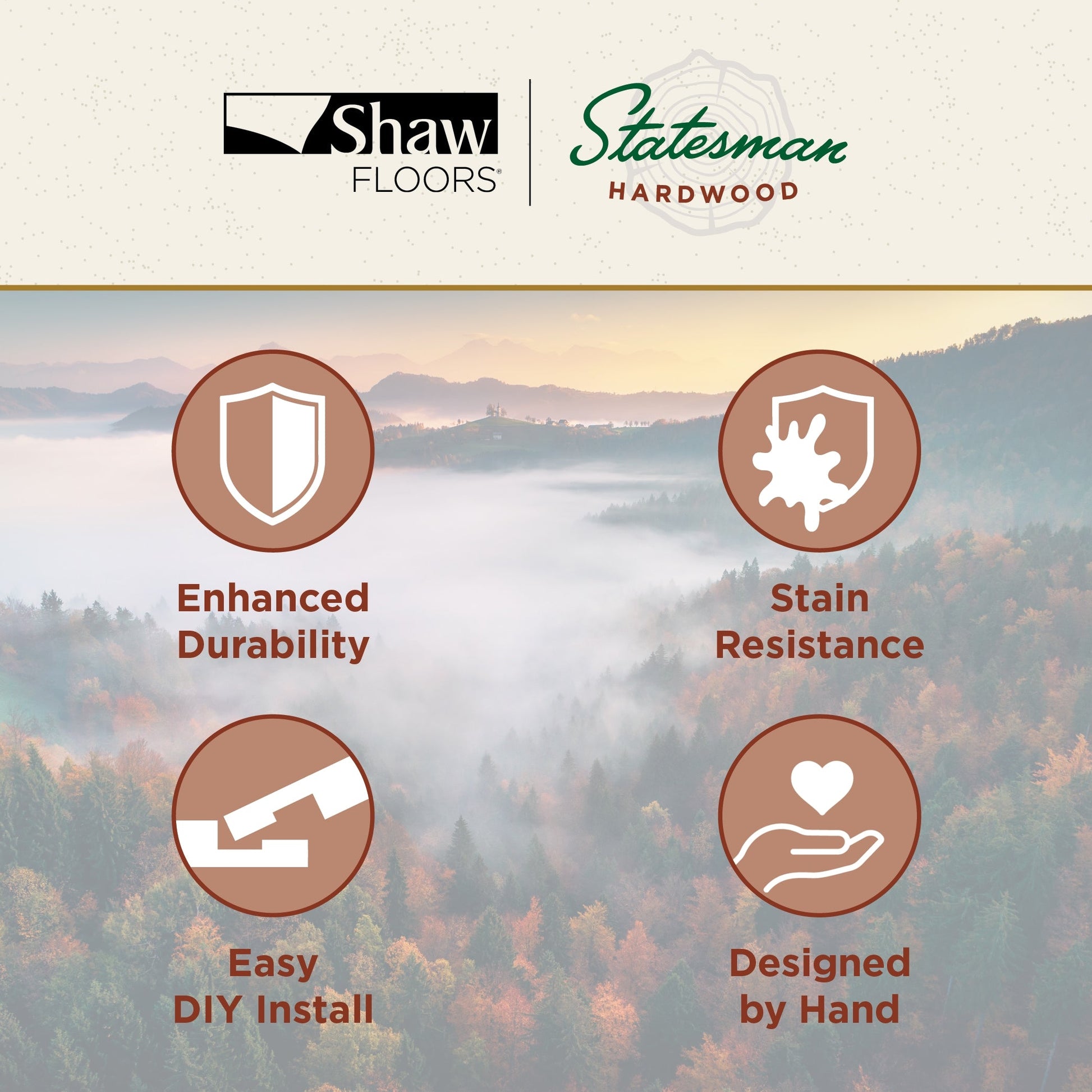 Shaw Hickory Wheat hardwood flooring — carton and plank detail