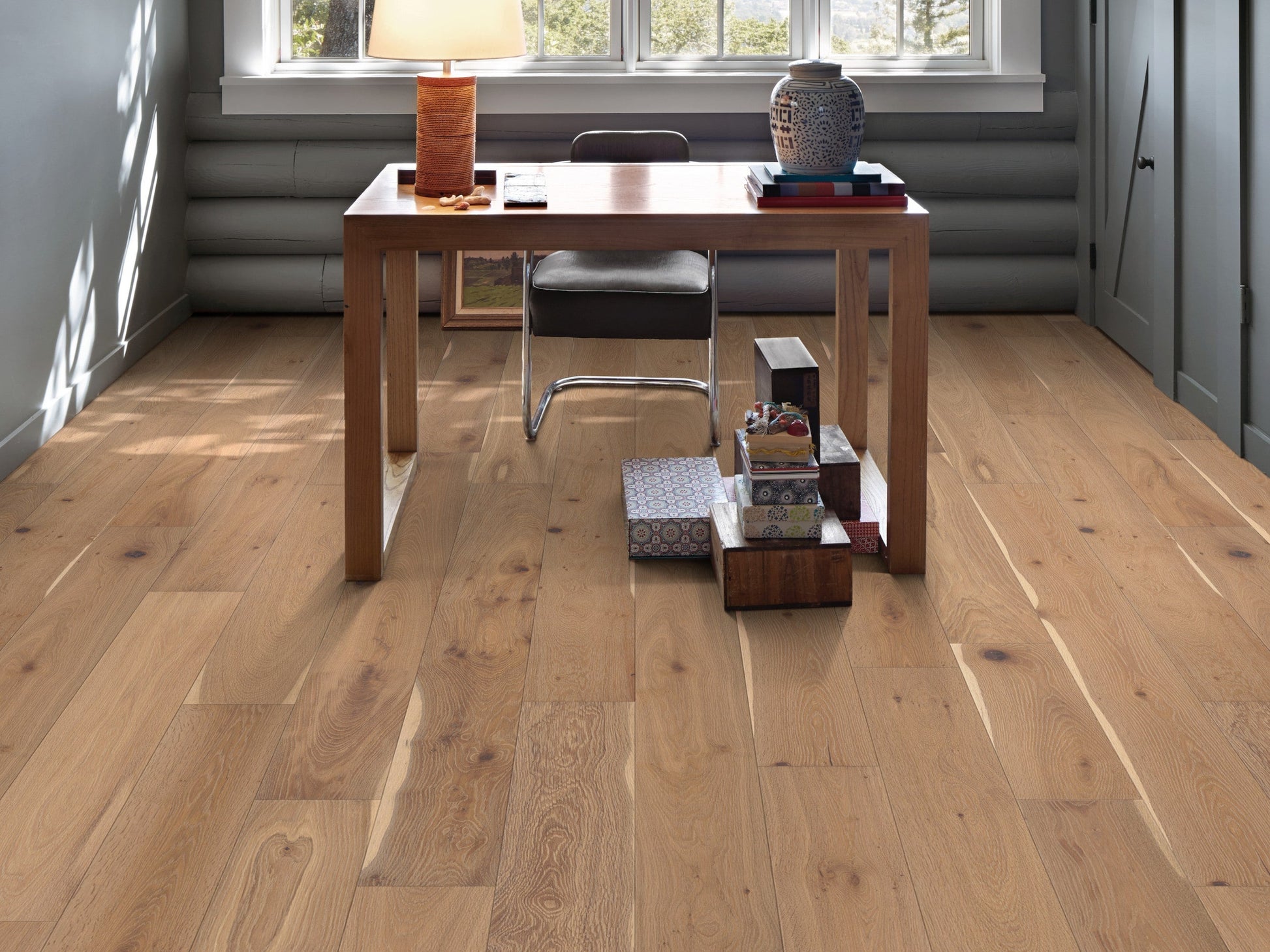 Shaw White oak Pawtucket hardwood flooring — installed room view