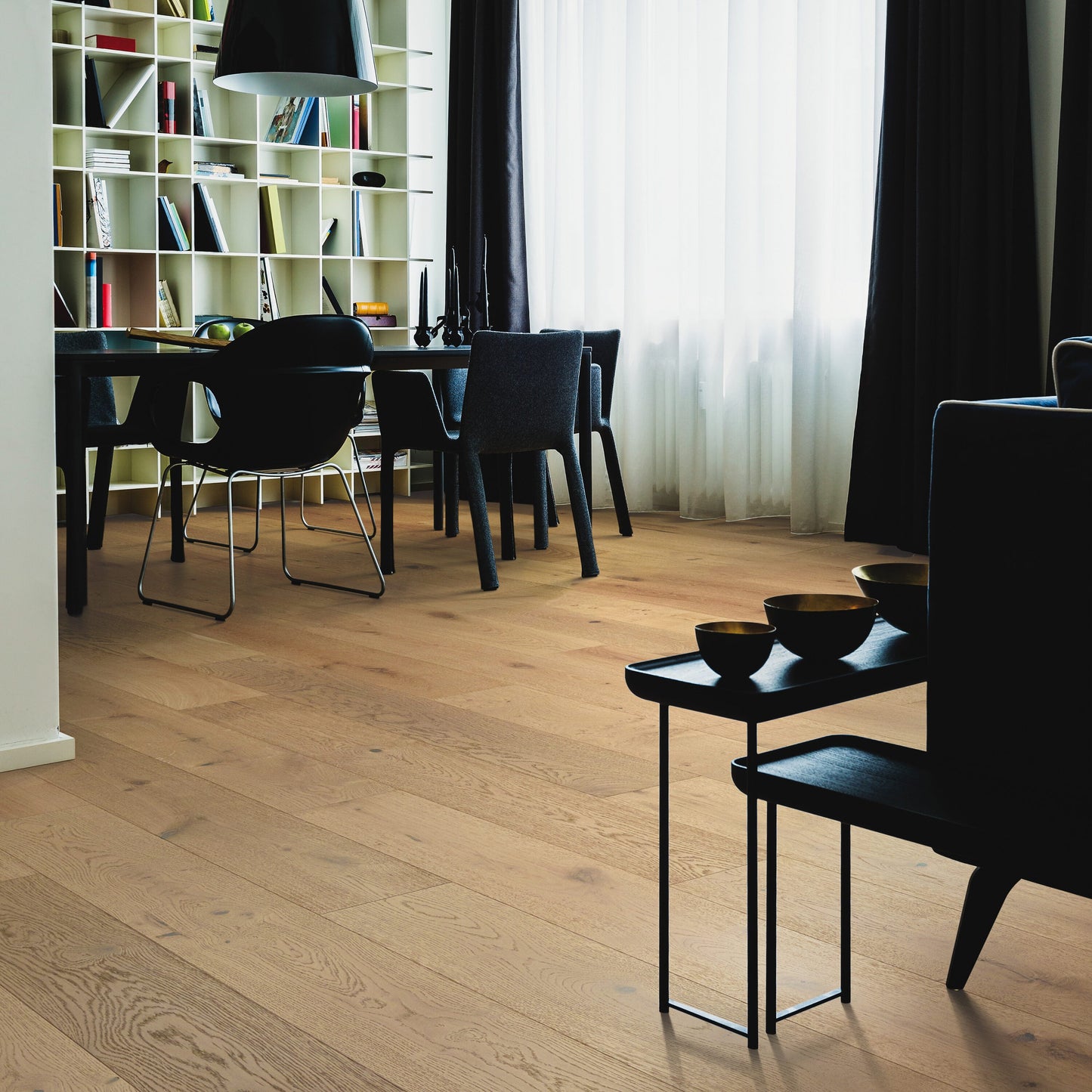 Shaw White oak East Austin hardwood flooring — installed room view