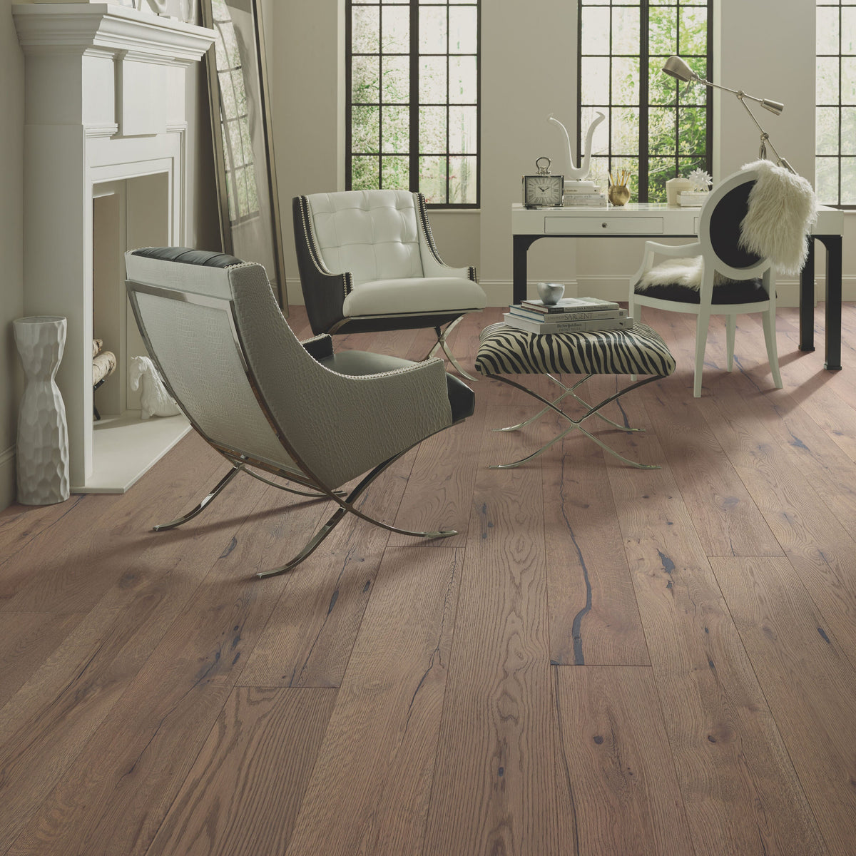 Shaw White oak Dublin hardwood flooring — installed room view