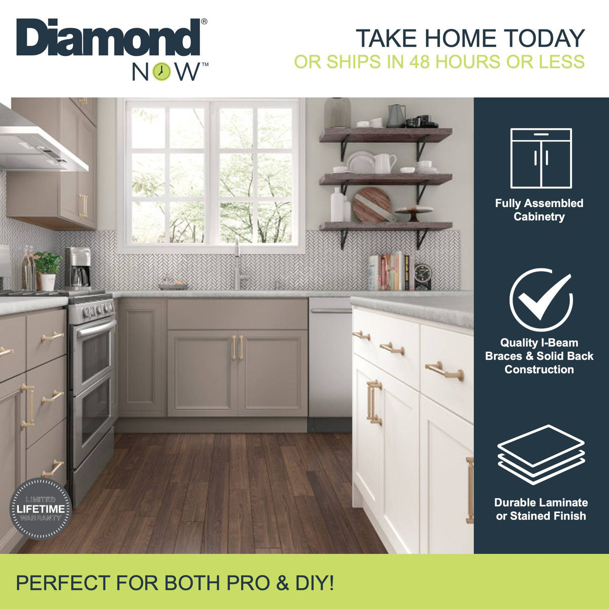 Diamond NOW Wintucket 30-in W x 35-in H x 23.75-in D TrueColor Cloud Door and Drawer Base Stock Cabinet