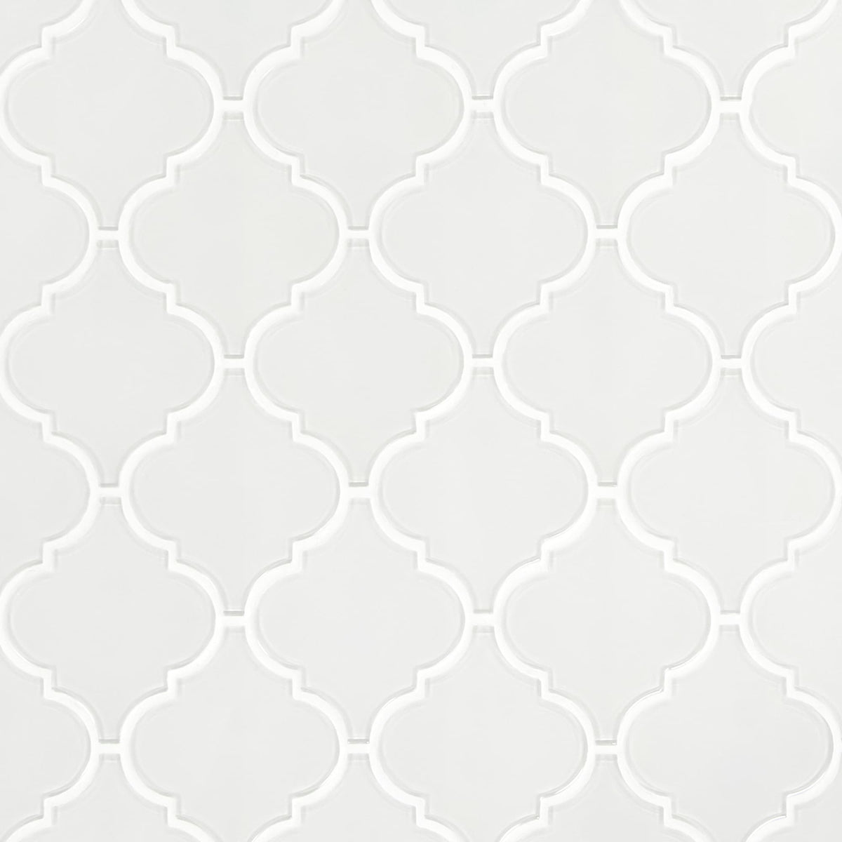SUNWINGS Lantern White 8-in x 12-in Glossy Glass Handcrafted look Arabesque Mosaic Wall Tile product image