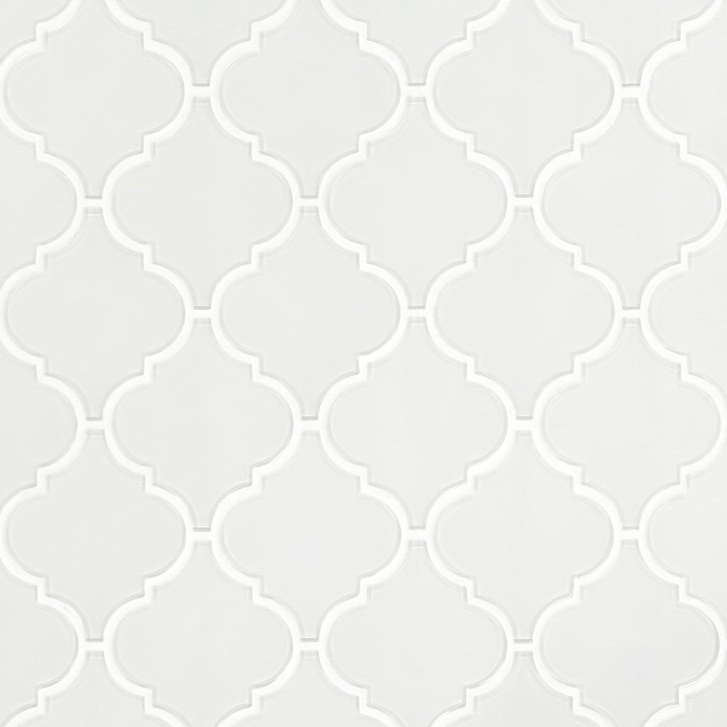 SUNWINGS Lantern White 8-in x 12-in Glossy Glass Handcrafted look Arabesque Mosaic Wall Tile product image