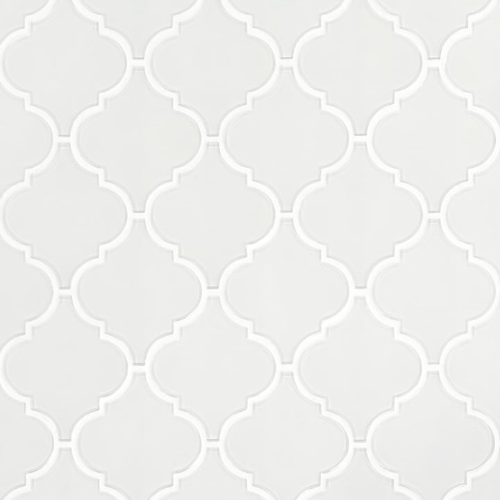 SUNWINGS Lantern White 8-in x 12-in Glossy Glass Handcrafted look Arabesque Mosaic Wall Tile product image