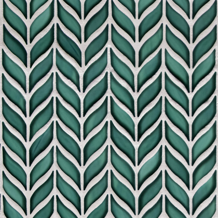 SUNWINGS Leaf Green 10-in x 11-in Glazed Recycled glass Marble look Mosaic Floor and Wall Tile product image