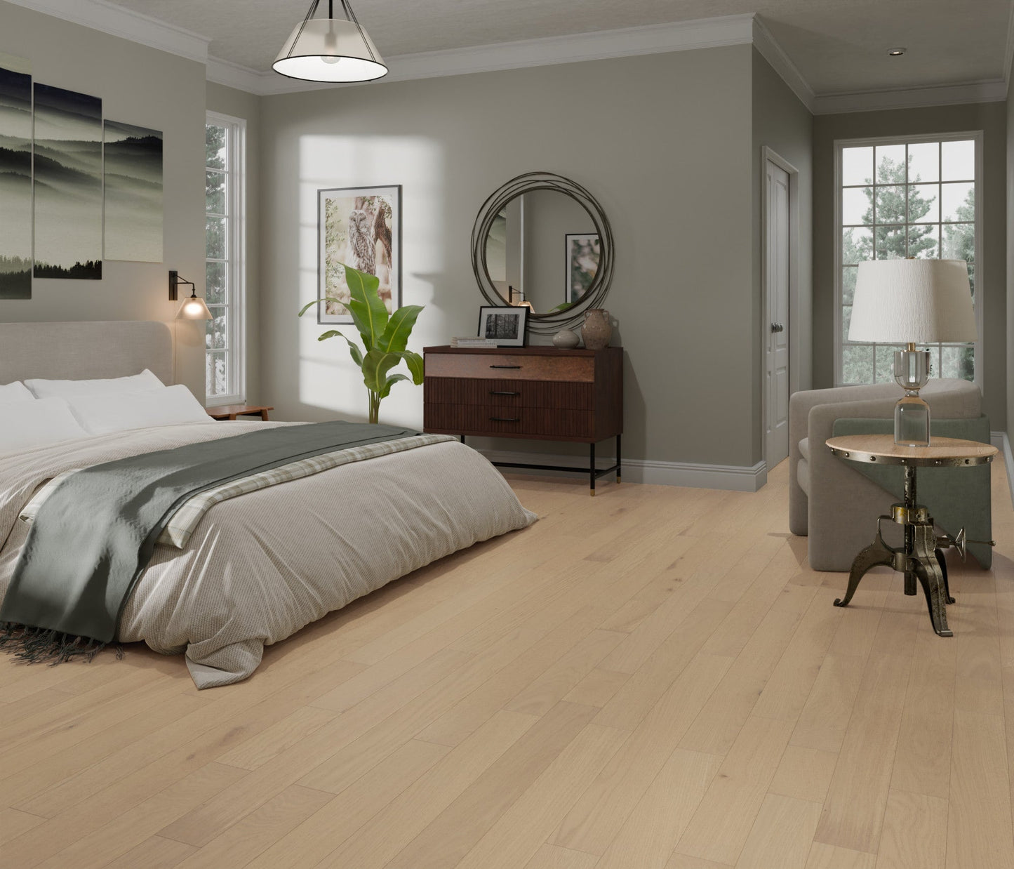 Shaw Oak Linen hardwood flooring — installed room view