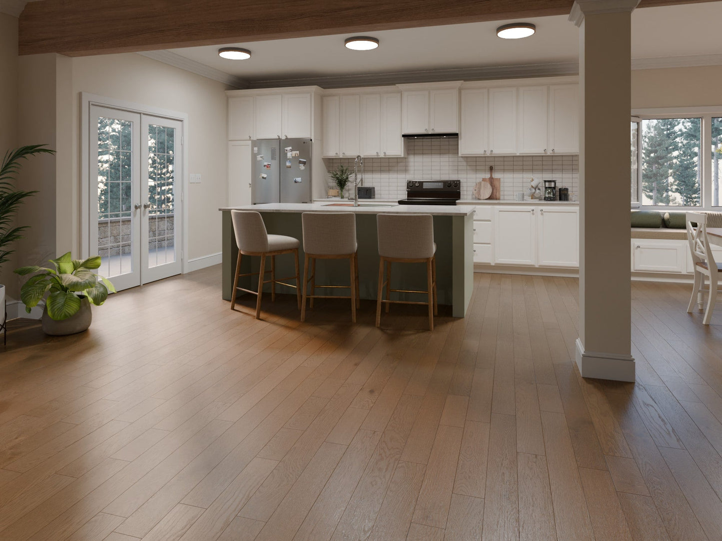 Shaw Oak Umber hardwood flooring — installed room view