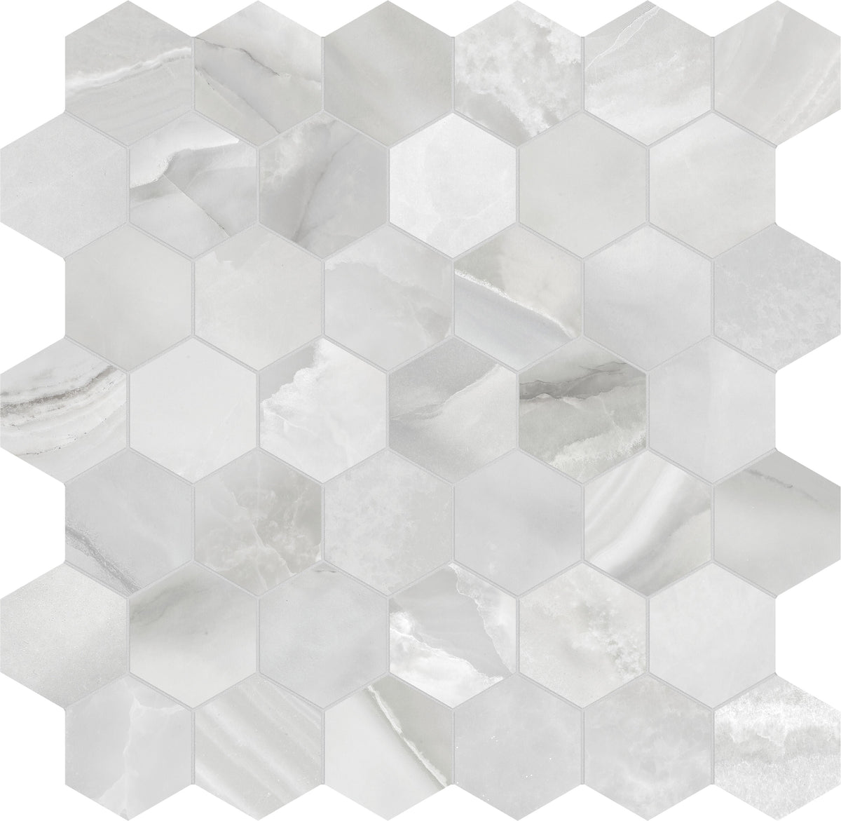 Satori Regent Onyx Lumiere 12-in x 12-in Polished Porcelain Hexagon Mosaic Floor and Wall Tile product image