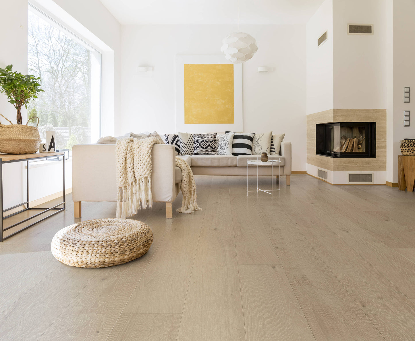 allen + roth Oak Lakeview Geneva hardwood flooring — installed room view