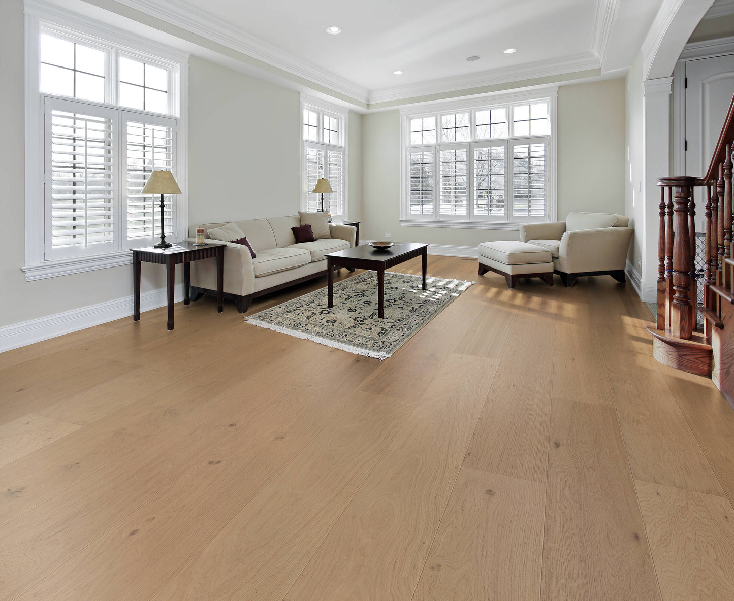 allen + roth Oak Lakeview Superior hardwood flooring — installed room view