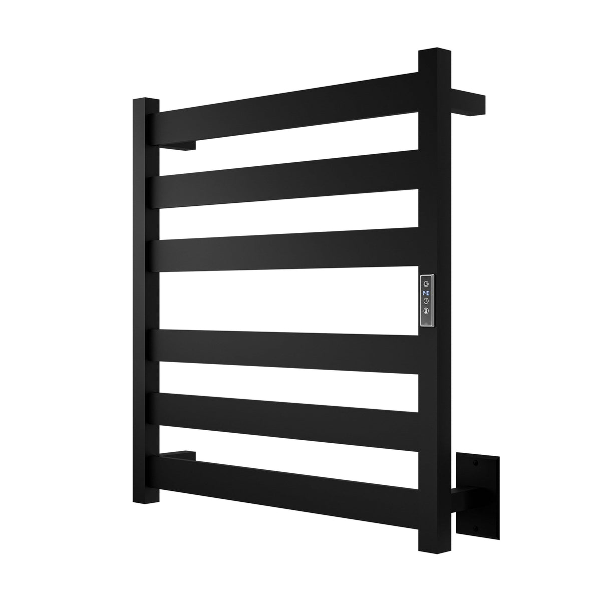 ANZZI Note 6-Bar Matte Black Plug-In Wall Mounted Towel Warmer, 23.675 in W x 4.125 in D x 25.2 in H