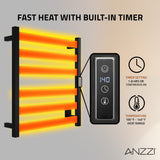 ANZZI Note 6-Bar Matte Black Plug-In Wall Mounted Towel Warmer, 23.675 in W x 4.125 in D x 25.2 in H