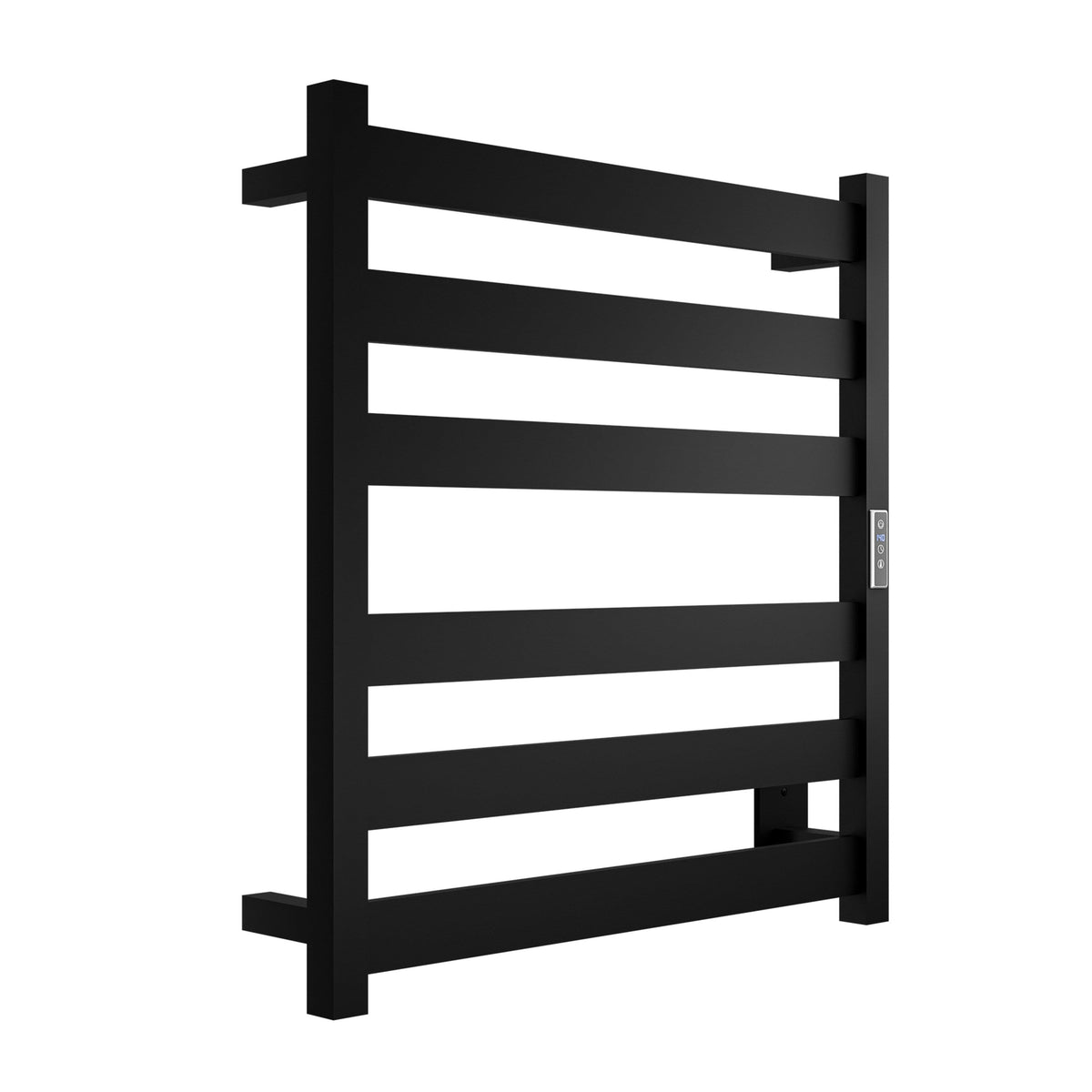 ANZZI Note 6-Bar Matte Black Plug-In Wall Mounted Towel Warmer, 23.675 in W x 4.125 in D x 25.2 in H