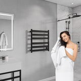 ANZZI Note 6-Bar Matte Black Plug-In Wall Mounted Towel Warmer, 23.675 in W x 4.125 in D x 25.2 in H
