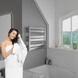 ANZZI Polished Chrome Plug-In Wall Mount Towel Warmer, 4.13 in W x 20.47 in L x 20.87 in H