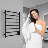 ANZZI Bell 8-Bar Matte Black Plug-In Wall Mounted Towel Warmer, 23.6 in W x 36.25 in H