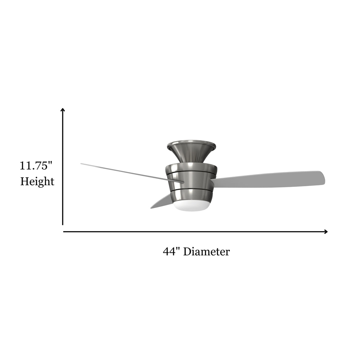 Harbor Breeze Mazon 44-in Brushed Nickel Indoor Flush Mount Ceiling Fan with Light Kit and Remote (3-Blade)