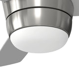 Harbor Breeze Mazon 44-in Brushed Nickel Indoor Flush Mount Ceiling Fan with Remote and Integrated LED Light (3-Blade)