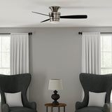 Harbor Breeze Mazon 44-in Brushed Nickel Indoor Flush Mount Ceiling Fan with Remote and Integrated LED Light (3-Blade)