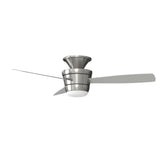 Harbor Breeze Mazon 44-in Brushed Nickel Indoor Flush Mount Ceiling Fan with Remote and Integrated LED Light (3-Blade)