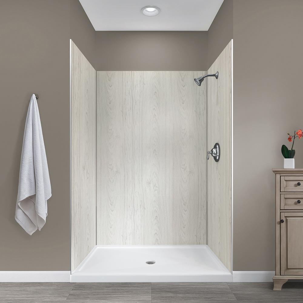 Jetcoat 32 in. x 60 in. x 78 in. 5-Piece Easy-up Adhesive Alcove Shower Surround in White Subway - Super Arbor