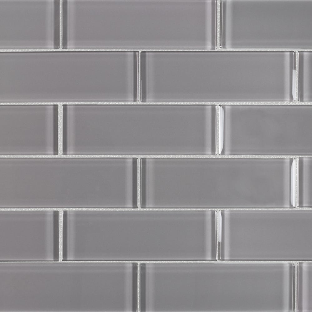 Elida Ceramica Gray 12-in x 12-in Glossy Glass Brick Subway Mosaic Wall Tile (0.955-sq ft)