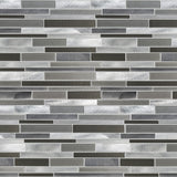 Elida Ceramica Oasis Silver Mix 12-in x 12-in Multi-Finish Glass/Metal Linear Mosaic Wall Tile