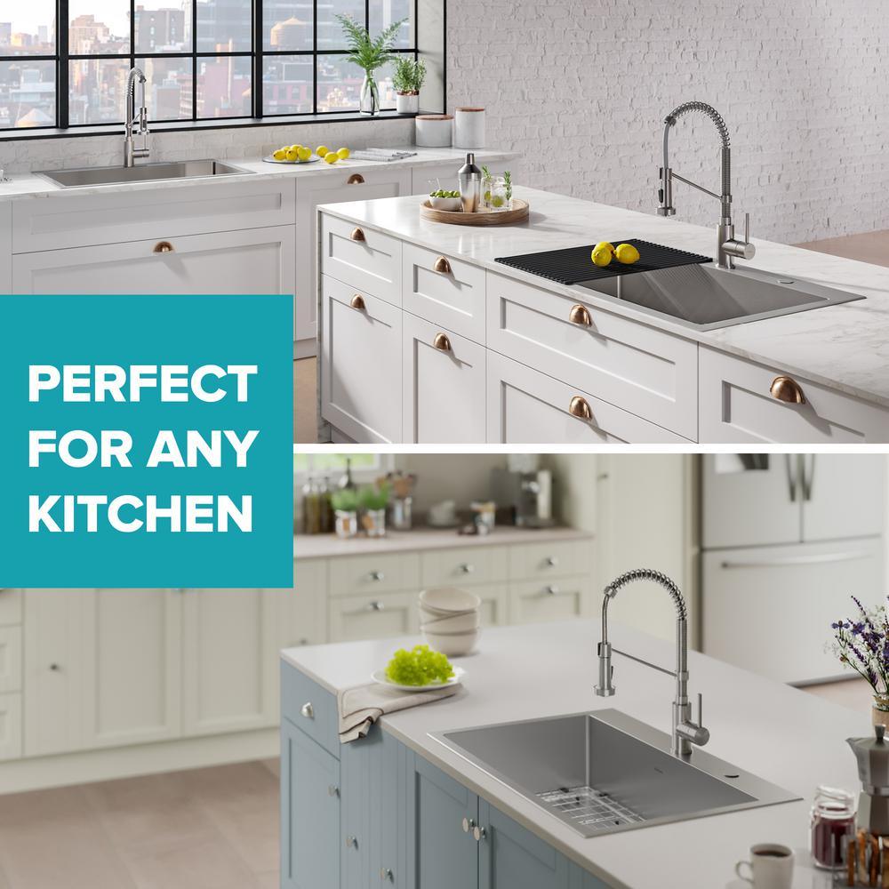 Loften All-in-One Dual Mount Drop-In Stainless Steel 33in. Single Bowl Kitchen Sink with Pull Down Faucet in Chrome - Super Arbor