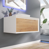 Eviva Santa Monica 36 in. W x 22 in. D x 16 in. H Wall-Mount Single Bathroom Vanity in White Oak/White with White Vessel Sink