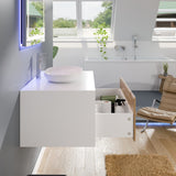 Eviva Santa Monica 36 in. W x 22 in. D x 16 in. H Wall-Mount Single Bathroom Vanity in White Oak/White with White Vessel Sink