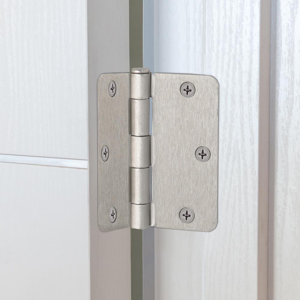 4 in. x 1/4 in. Radius Satin Nickel Door Hinge Value Pack (10 per Pack) - Super Arbor
