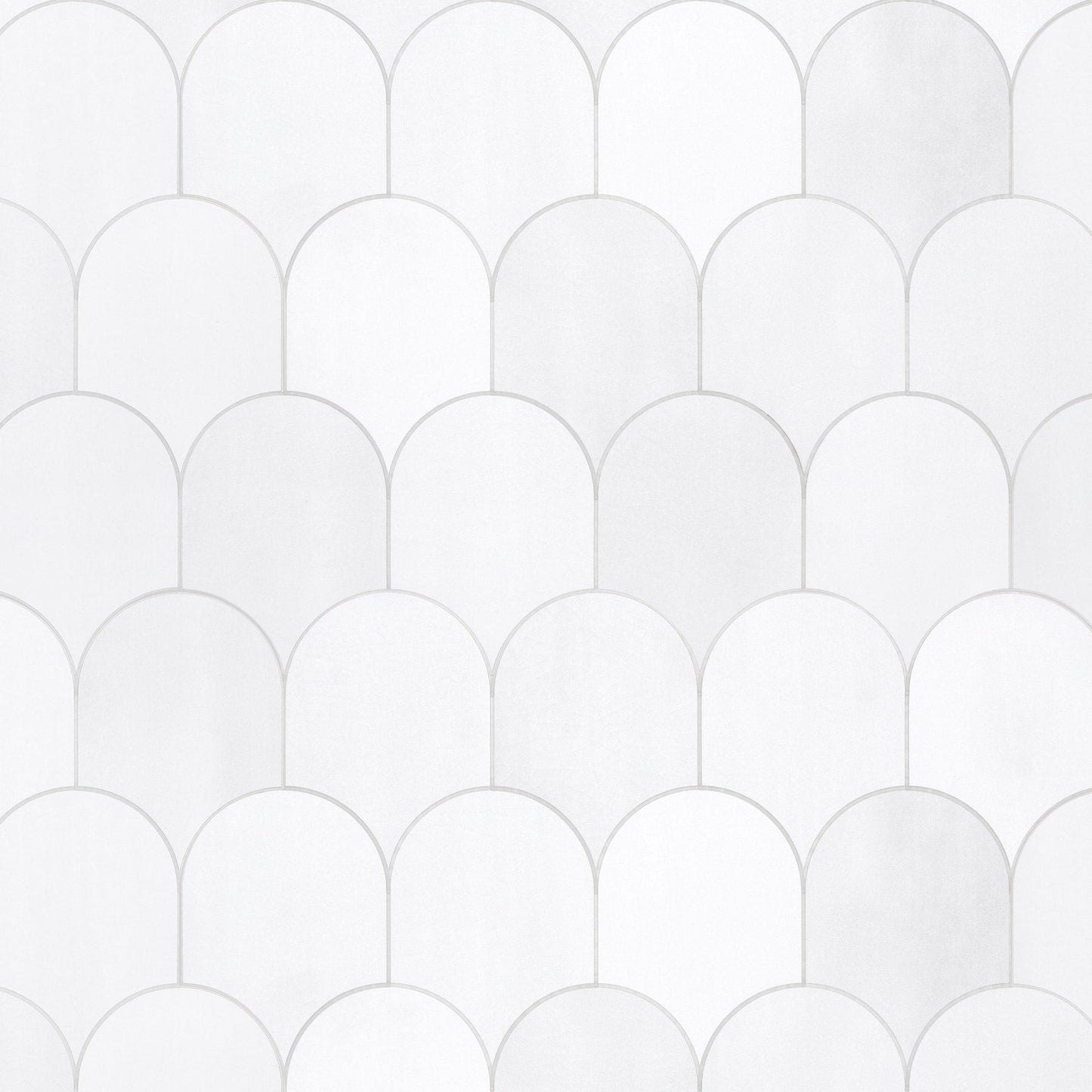 SUNWINGS Fan White Mixed 10-in x 11-in Matte Composite Marble look Scale Peel and stick Mosaic Wall Tile product image