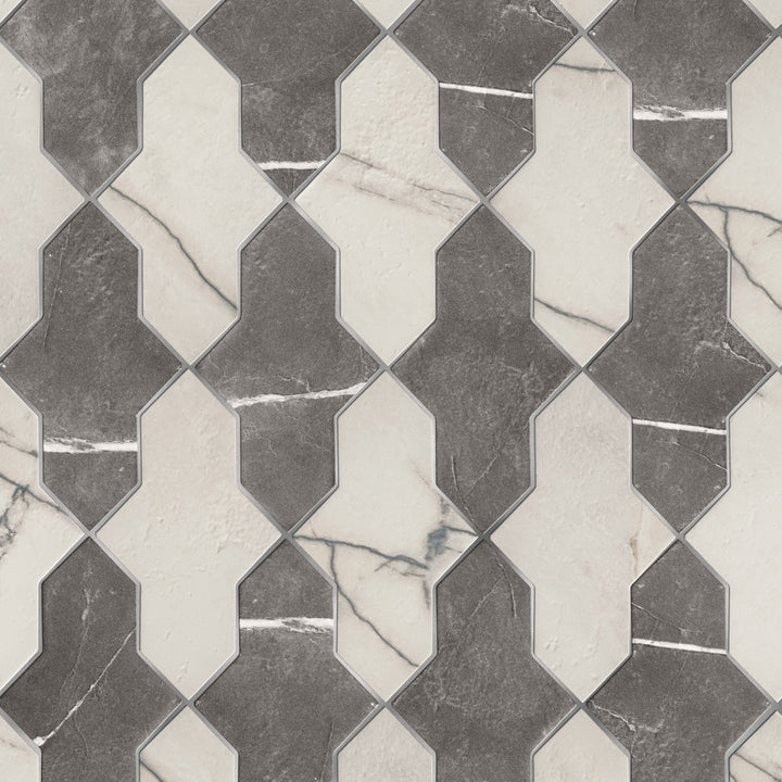 Affinity Tile Istanbul Shield Checker 5-in x 8-in Multi-finish Porcelain Marble look Multi-shaped Floor and Wall Tile product image