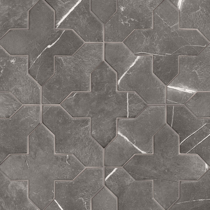 Affinity Tile Istanbul Squire Shield Night with Night Cross 6-in x 8-in Multi-finish Porcelain Marble look Multi-shaped Floor and Wall Tile product image