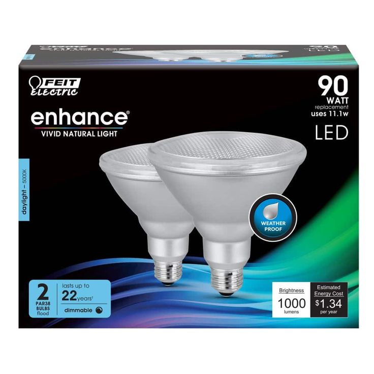 Feit Electric 90-Watt Equivalent PAR38 Dimmable CEC Title 20 LED ENERGY STAR 90+ CRI Flood Light Bulb Daylight (2-Pack)