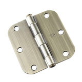 (2-Pack) 3-1/2 in. x 3-1/2 in. Brushed Nickel Full Mortise Butt Hinge with 5/8 in. Radius