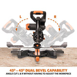 15 Amp 10 in. Dual Bevel Sliding Miter Saw with Laser Guide, Dust Bag, 13 ft. Power Cord, and 28-T Multi-Material Blade - Super Arbor