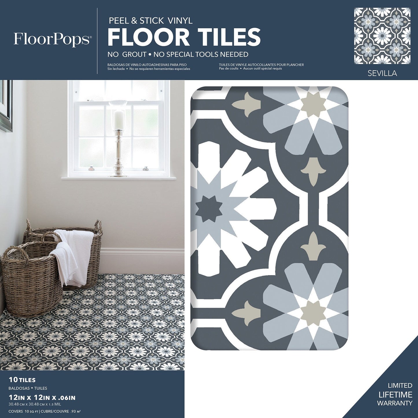 FloorPops Multicolor 12-in x 12-in Water Resistant Peel and Stick Vinyl Tile Flooring (20-sq ft)