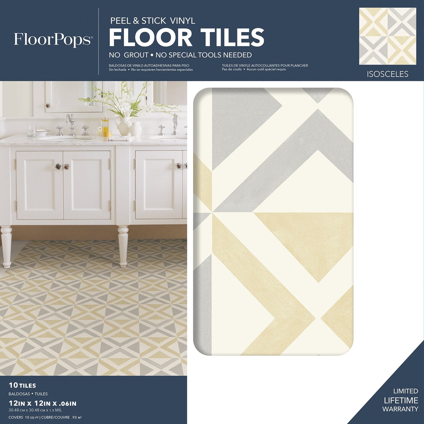 FloorPops Multicolor 12-in x 12-in Water Resistant Peel and Stick Vinyl Tile Flooring (20-sq ft)