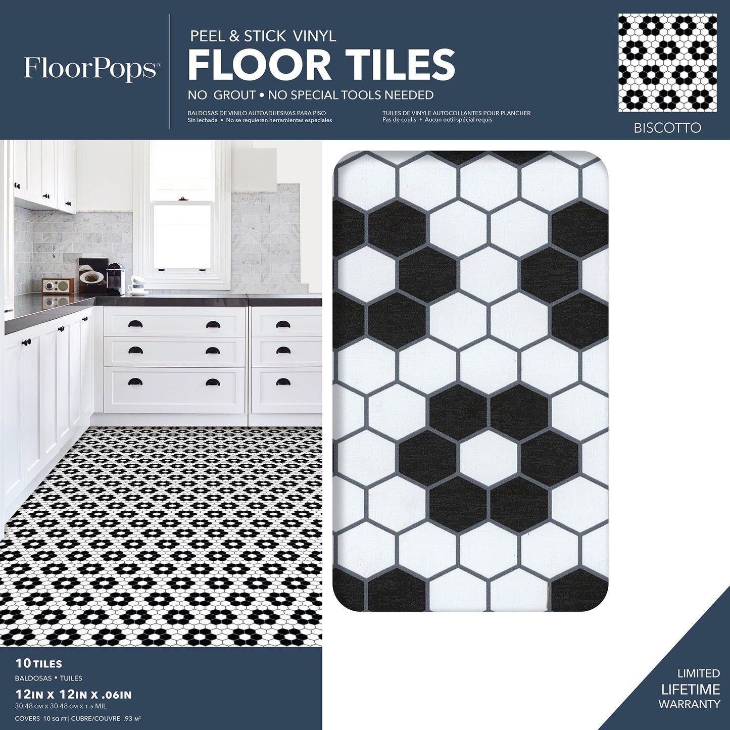 FloorPops Black 12-in x 12-in Water Resistant Peel and Stick Vinyl Tile Flooring (20-sq ft)