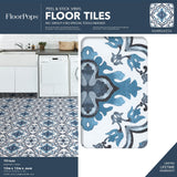 FloorPops Marrakesh Blue 12-in x 12-in Water-Resistant Peel-and-Stick Vinyl Tile Flooring, 20-sq ft Carton