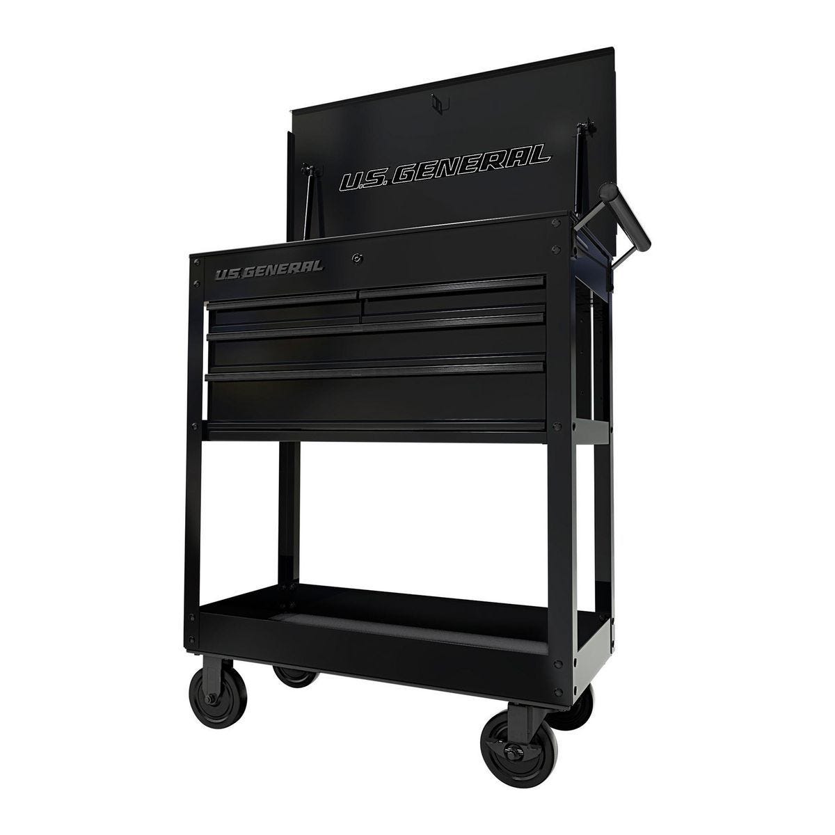 U.S. General 30 in. 4-Drawer Black Tech Cart