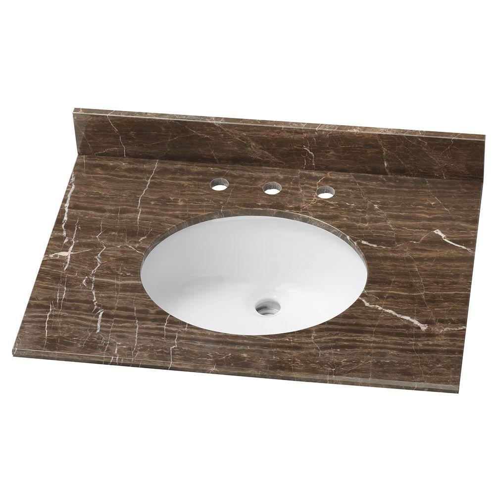 31 in. x 22 in. Stone Effects Vanity Top in Cascade with White Sink - Super Arbor