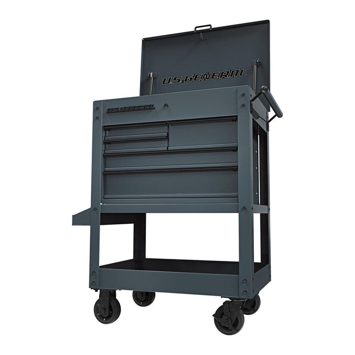 U.S. GENERAL 30 in. 5-Drawer Mechanics Cart, Slate Gray