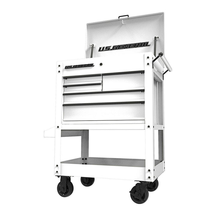 U.S. General 30 in. 5-Drawer White Mechanic's Cart