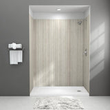 Passage 32 in. x 60 in. x 72 in. 4-Piece Glue-Up Alcove Shower Wall in Pewter Travertine - Super Arbor