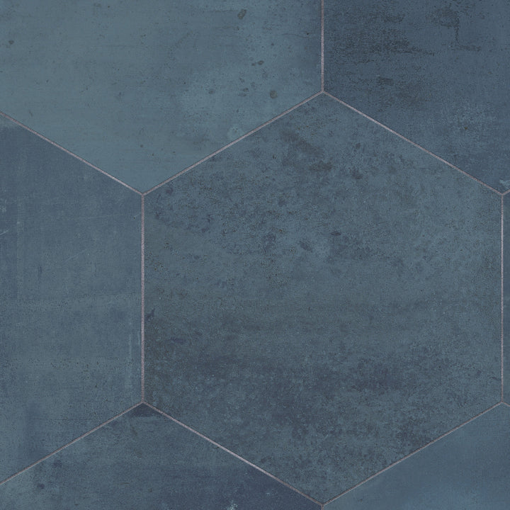 Affinity Tile Argillos Hex Deep Blue 21-in x 24-in Matte Porcelain Cement look Hexagon Floor and Wall Tile product image
