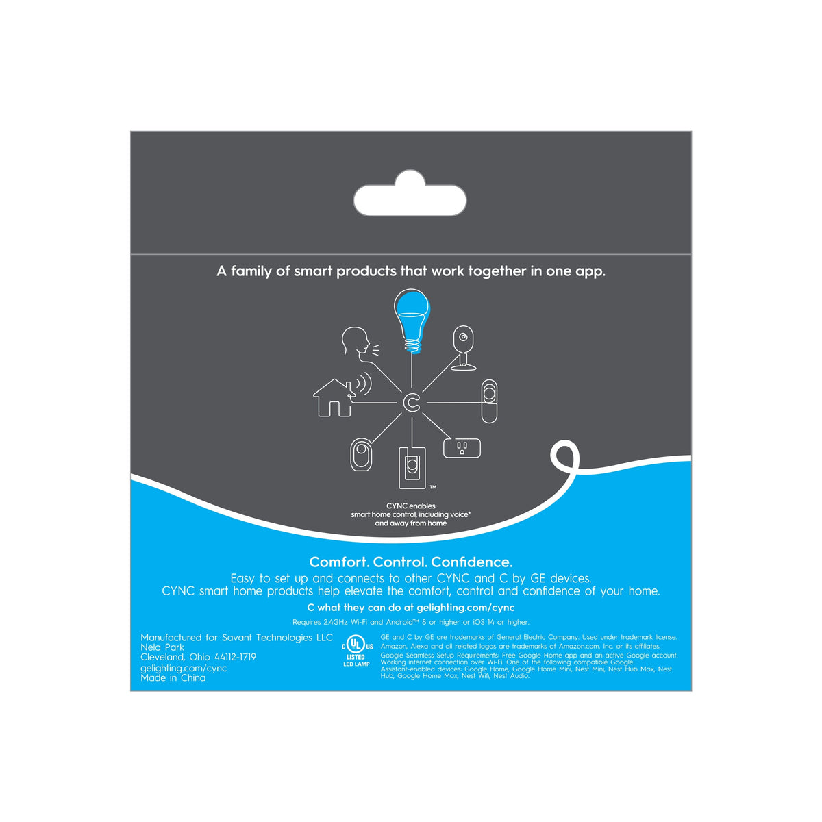 GE C by GE (Cync) 60W Equivalent A19 Full Color Dimmable Smart LED Light Bulb, Direct Connect, 3-Pack