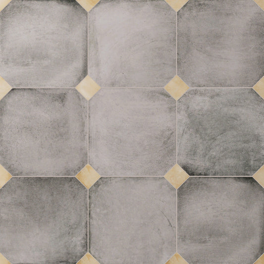 Affinity Tile Laverton Octagon Gris with Taco Beige 8-in x 8-in Matte Porcelain Cement look Multi-shaped Floor and Wall Tile product image