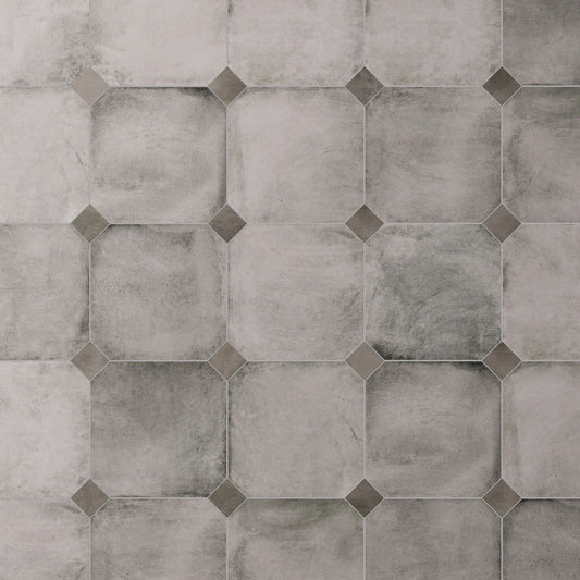 Affinity Tile Laverton Octagon Gris with Taco Grafito 8-in x 8-in Matte Porcelain Cement look Multi-shaped Floor and Wall Tile product image